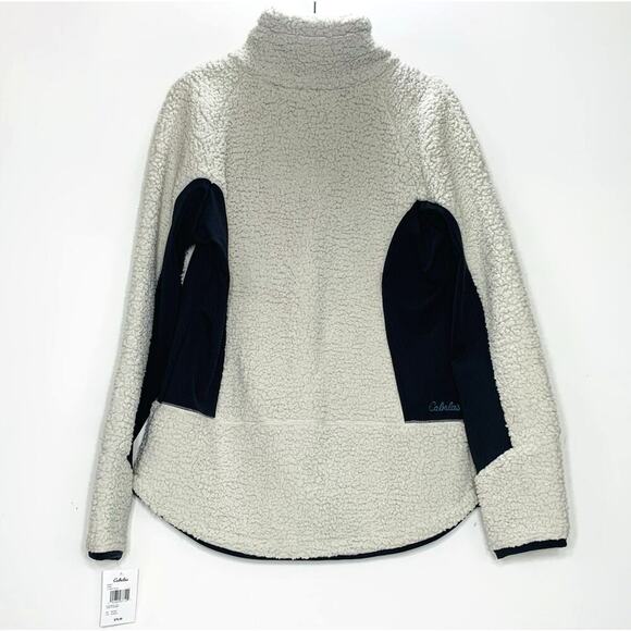 CABELA'S Sarasota Jacket Women Medium Eggshell Fleece Full Zip *Oversized* NWT - Picture 2 of 7